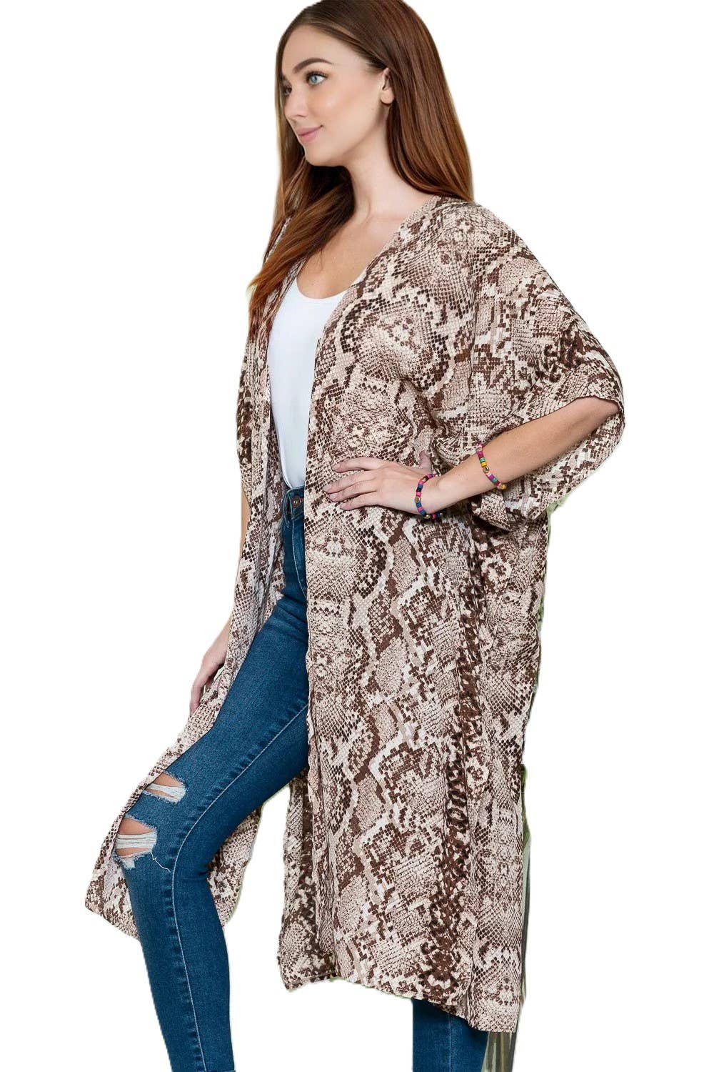 Justin & Taylor - Vendita all'ingrosso Kimono - Donna - Peter Python | Spolverino per caftano a kimono con stampa pitonata1