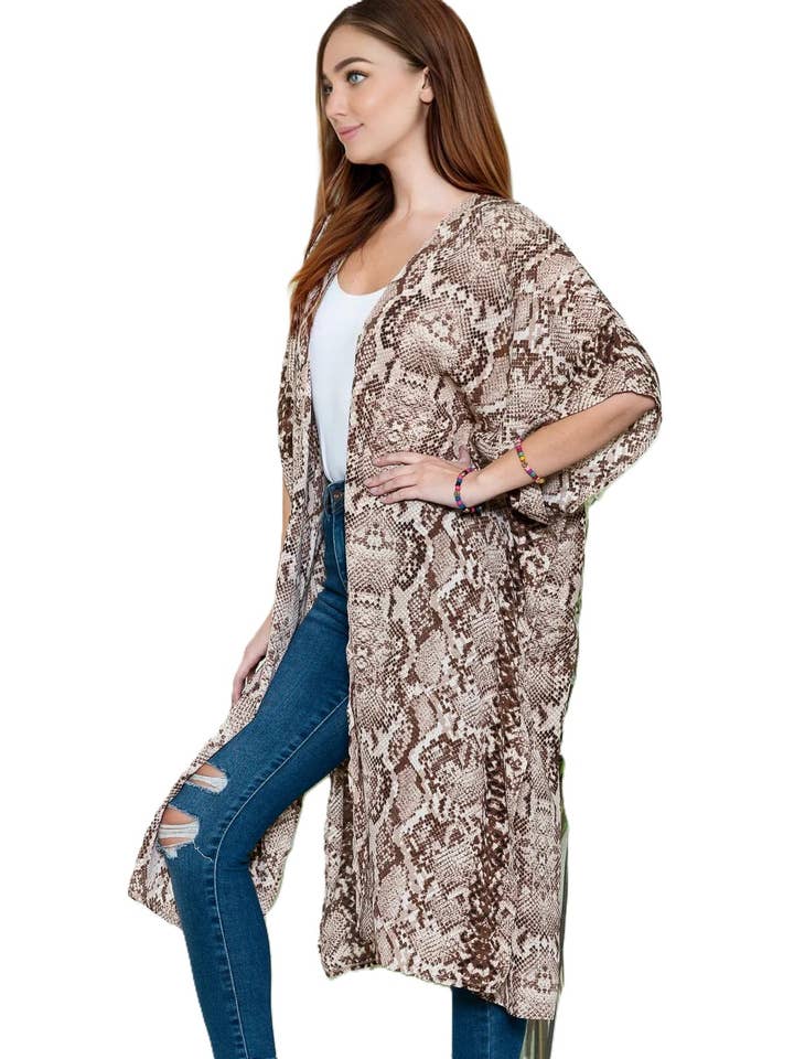 Justin & Taylor - Vente Kimono – femme - Peter Python | Caftan à motif kimono et plumeau1