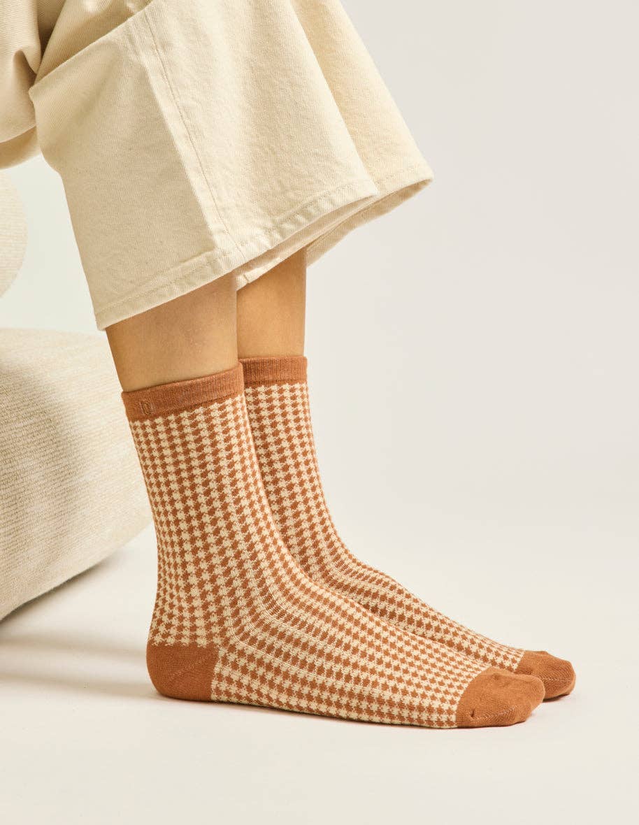 ODAJE - Vente Chaussettes – unisexe - Pack de 3 Chaussettes - Fantaisie paillettes et PDP marron3