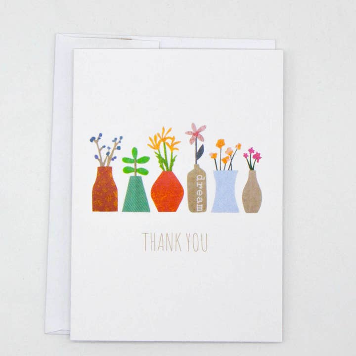 Vase of Blooms Thank You Card – Cheerful & Heartfelt Design for wholesale by Kim Dettmer Art