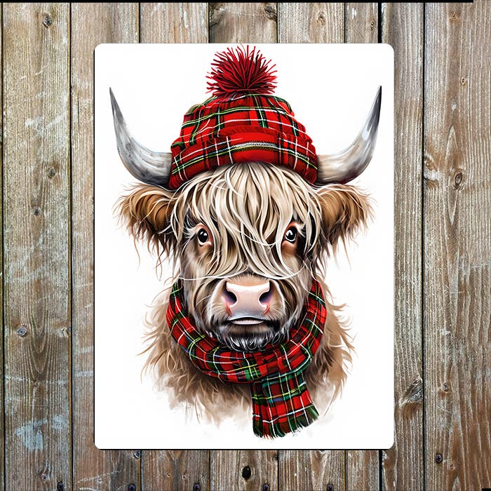 The British Metal Signs Company – wholesale Sign – Highland Cow | Tartan Scottish, Scotland | Metal Sign Plaque0
