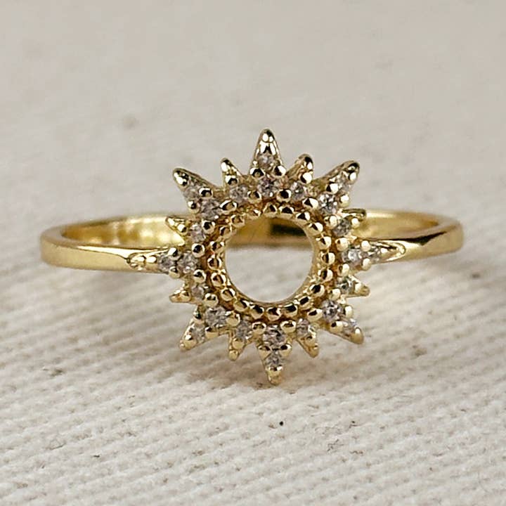 GoldFi - Wholesale Multi-Stone Ring - 18k Gold Filled Round Spike CZ Ring0