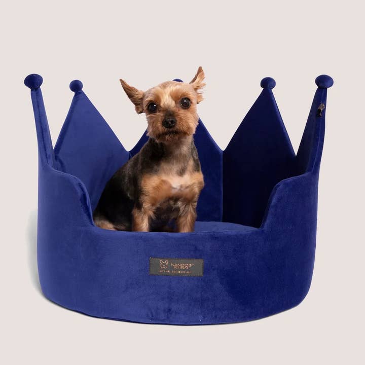 NANDOG PET GEAR FLORIDA – Großhandel Haustierbett – Katze/Hund – Nandog Prive Collection Großes Kronenbett (Königsblau)