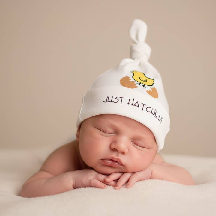 Just Hatched Chick Organic Cotton Baby Hat – Made in USA for wholesale by Simply Chickie® Organic Baby & Kids | USA Made • Ships USA