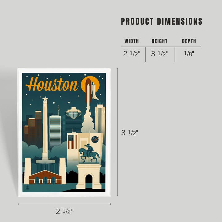 Lantern Press - Wholesale Magnet - MAGNET Houston, Texas, Retro Skyline