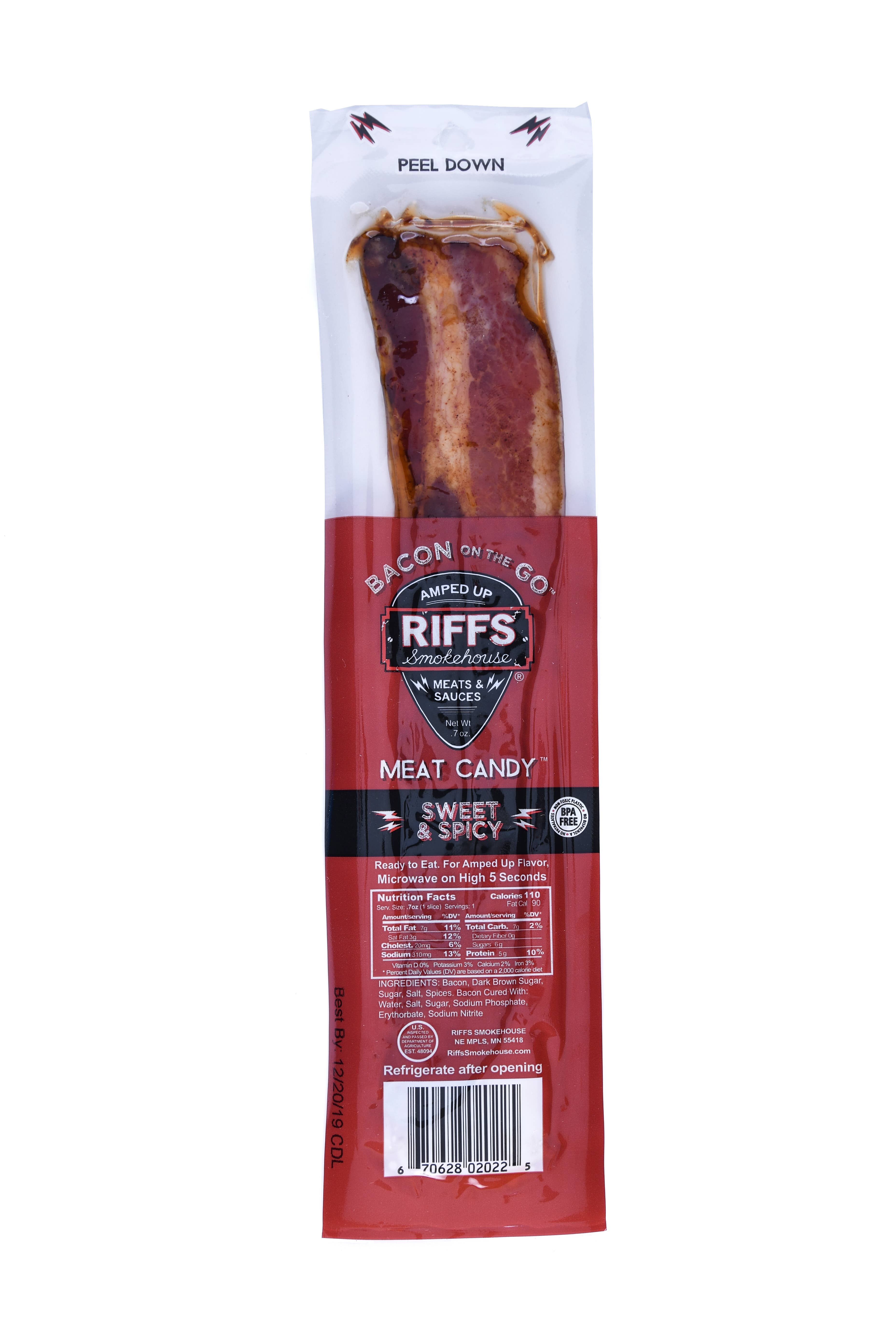 Grandpa Joe's Candy Shop - Wholesale Jerky - Riffs Bacon on the Go, Sweet & Spicy, .7oz, 12ct Box1
