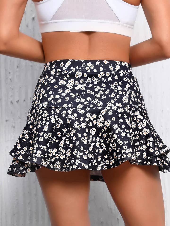 Women’s High Waist Floral Ruffle Mini Skirt Skort for wholesale by Lovesoft