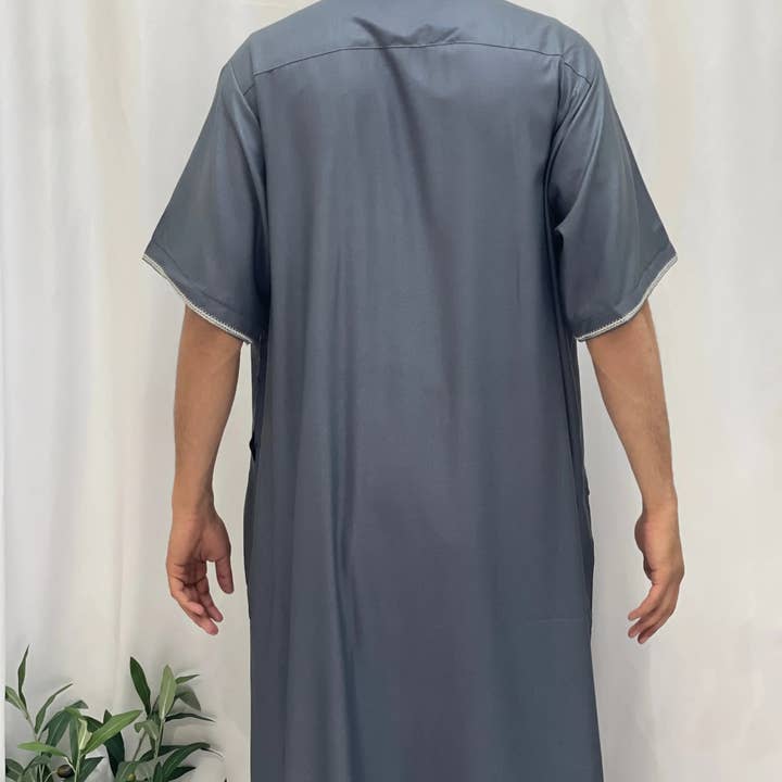 Palestinian Elegance - Wholesale - Timeless Elegance: Men's Durable Kaftan Thobe with Gold Details26