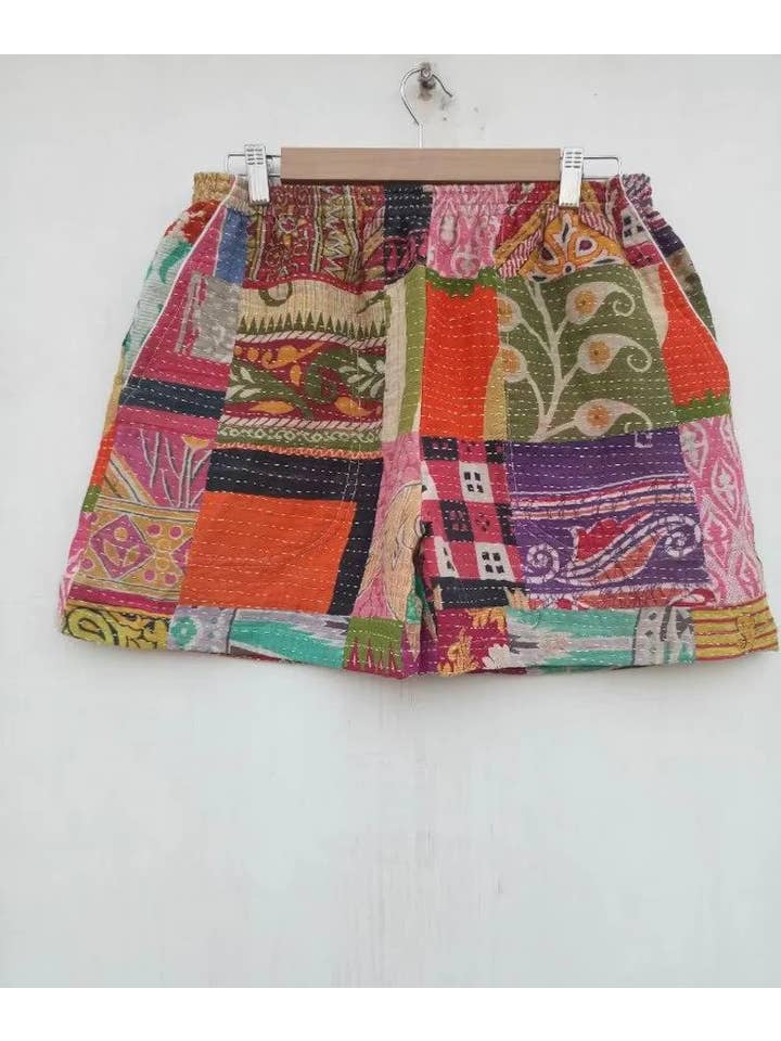 Bhawana Handicrafts - Wholesale Shorts - Women's - 5 Pcs Lot Handmade Cotton Kantha Beach Shorts Unisex Shorts
