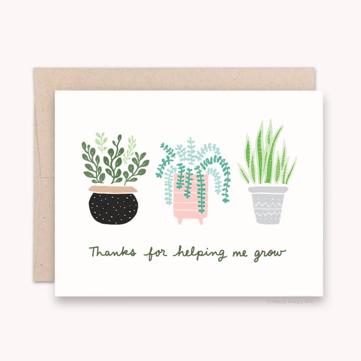 Thanks for Helping Me Grow Plant Card for wholesale by Happy Dappy Bits