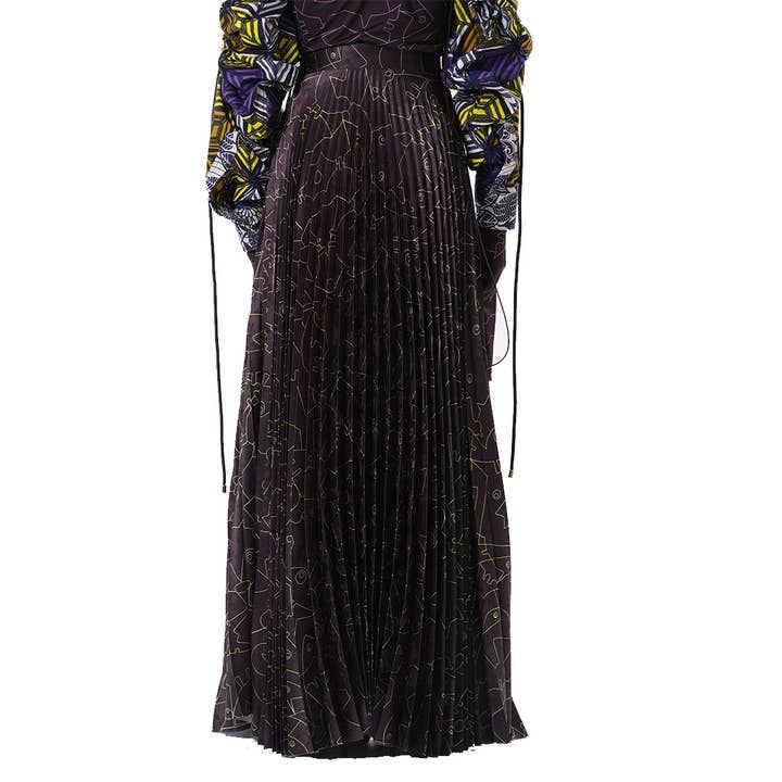 Saia Longa Plissada em Jacquard com Estampa Digital Neon por atacado de Vicini d’istanti