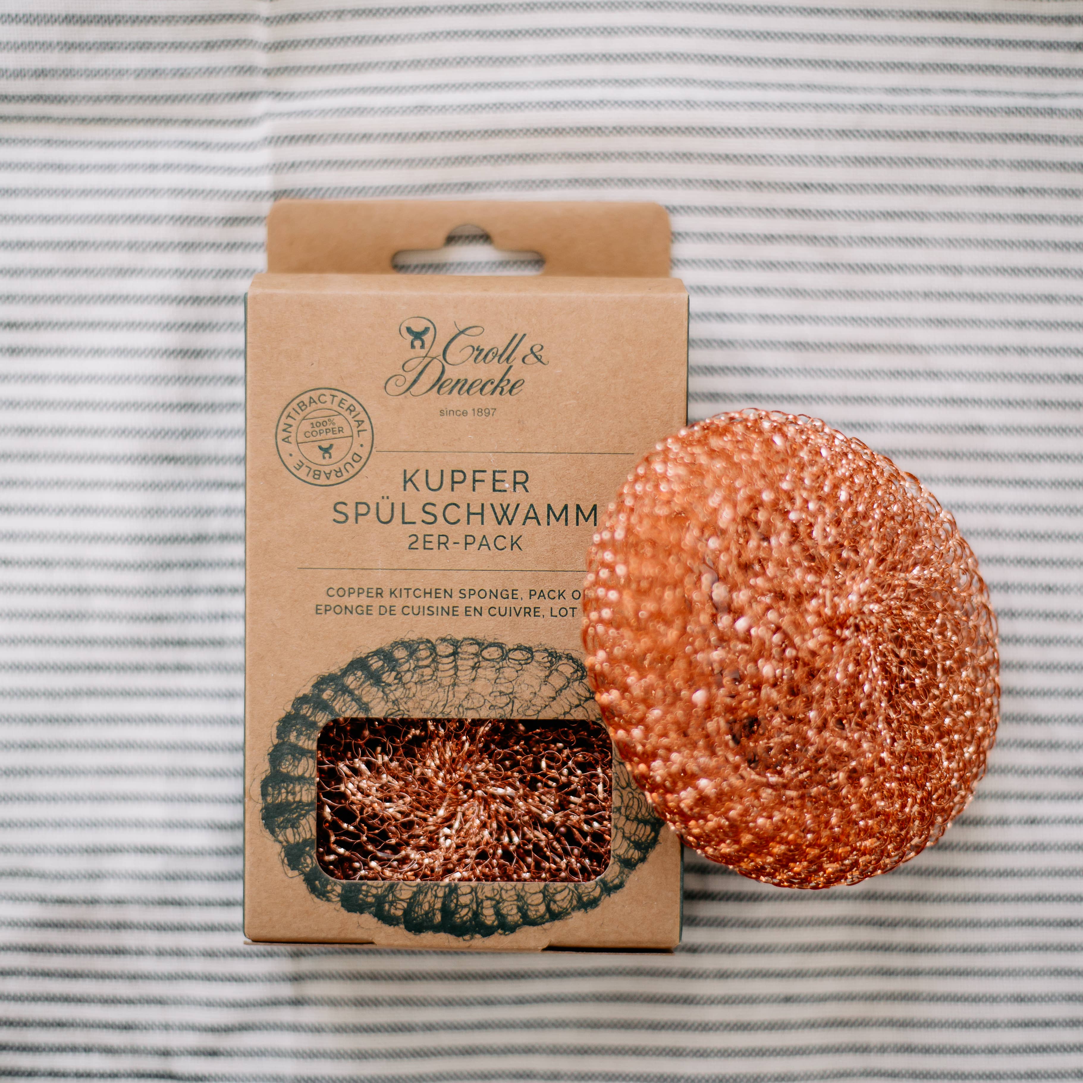 Croll & Denecke – Großhandel Reinigungsschwamm – Kupfer Spülschwamm zum Abwaschen, 2er Set Küchenschwamm Eco2
