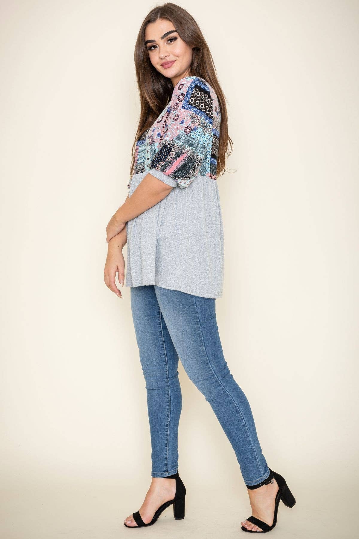 EG fashion – Engroshandel Tunika - Dame – 3/4 ærme Quiltet Mønster Tunika4