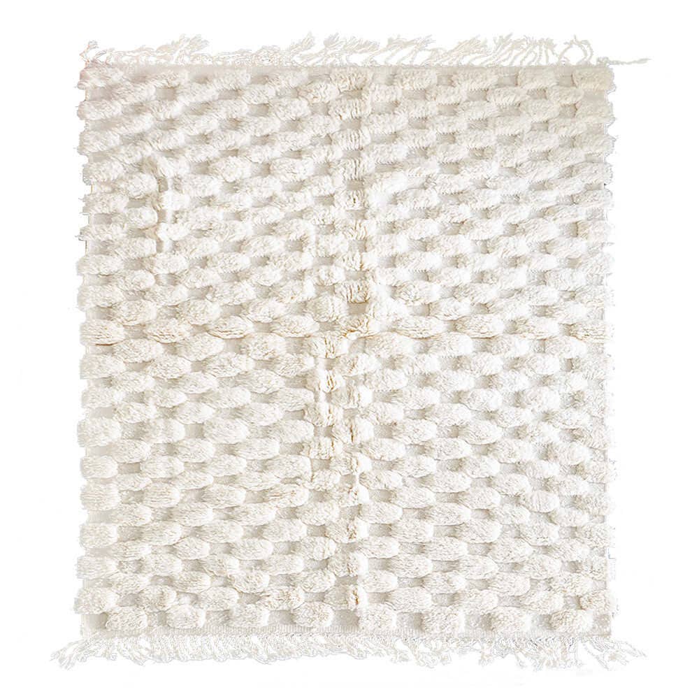 Moroccan Woven Treasures - Wholesale Area Rug - White Checkered rug, White Shag rug, Large Checkered rug5