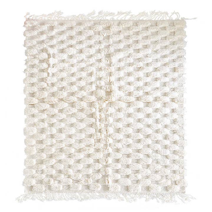 Moroccan Woven Treasures - Wholesale Area Rug - White Checkered rug, White Shag rug, Large Checkered rug5