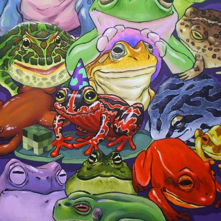Froggy Friends geïllustreerde ansichtkaartafdruk voor wholesale door Opalescent Eel Illustration & Design