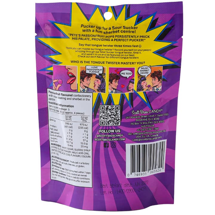 Scott Bros. CANDY - Wholesale Boiled sweets - SOUR SUCKERS with Floor Stand - 6 Flavours / 144 Bags13