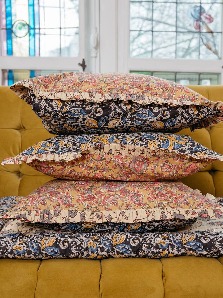 Jimy Cushion Cover - flowers - pink - blue - cream for wholesale by Louise Misha