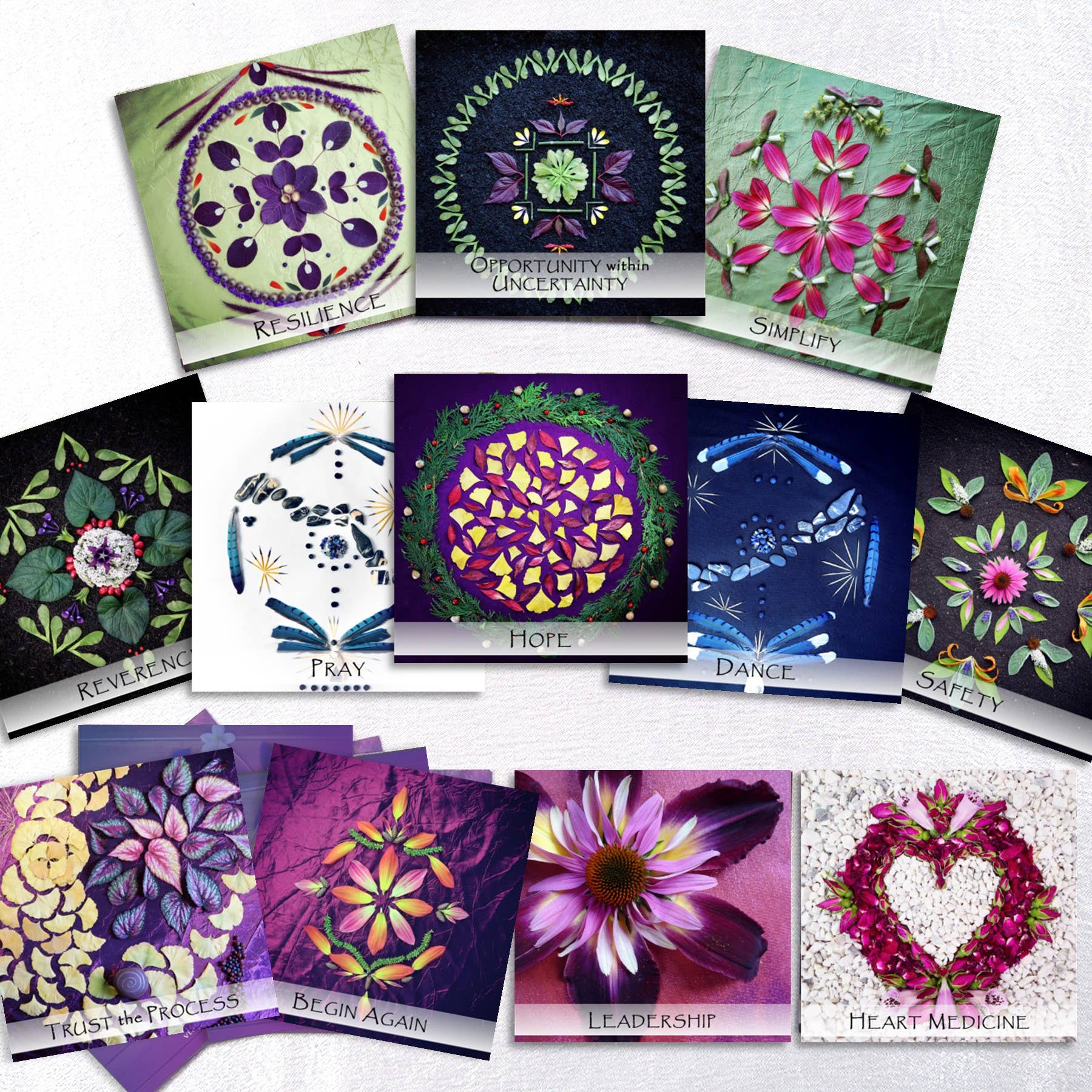 Nature Mandala Art - Wholesale Tarot Cards - Nature Mandala Meditation Oracle Deck :: 45 Flower Designs2
