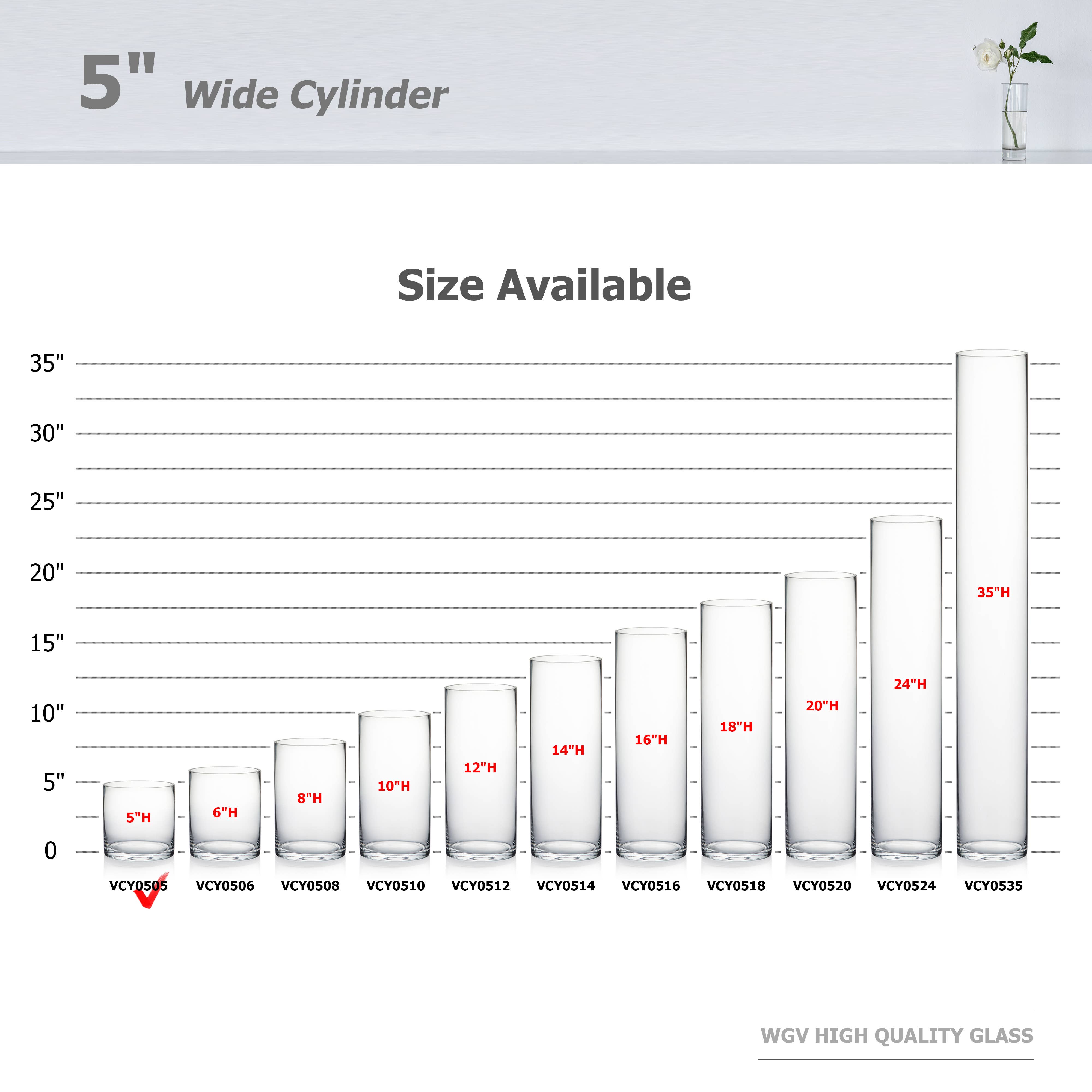 WGV International - Wholesale Vase - WGV Clear Cylinder Glass Vase - 5" x 5"H2