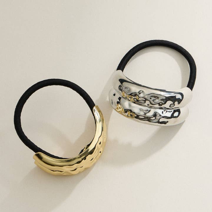 Frem - Wholesale Hair Tie - Chunky Dome Hammered Hair Tie