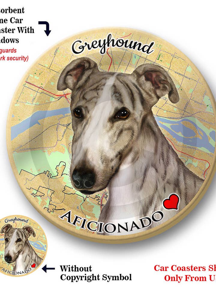 Posavasos con diseño de galgo (Brindle, Fawn) para venta al por mayor de Pet Gifts USA, LLC