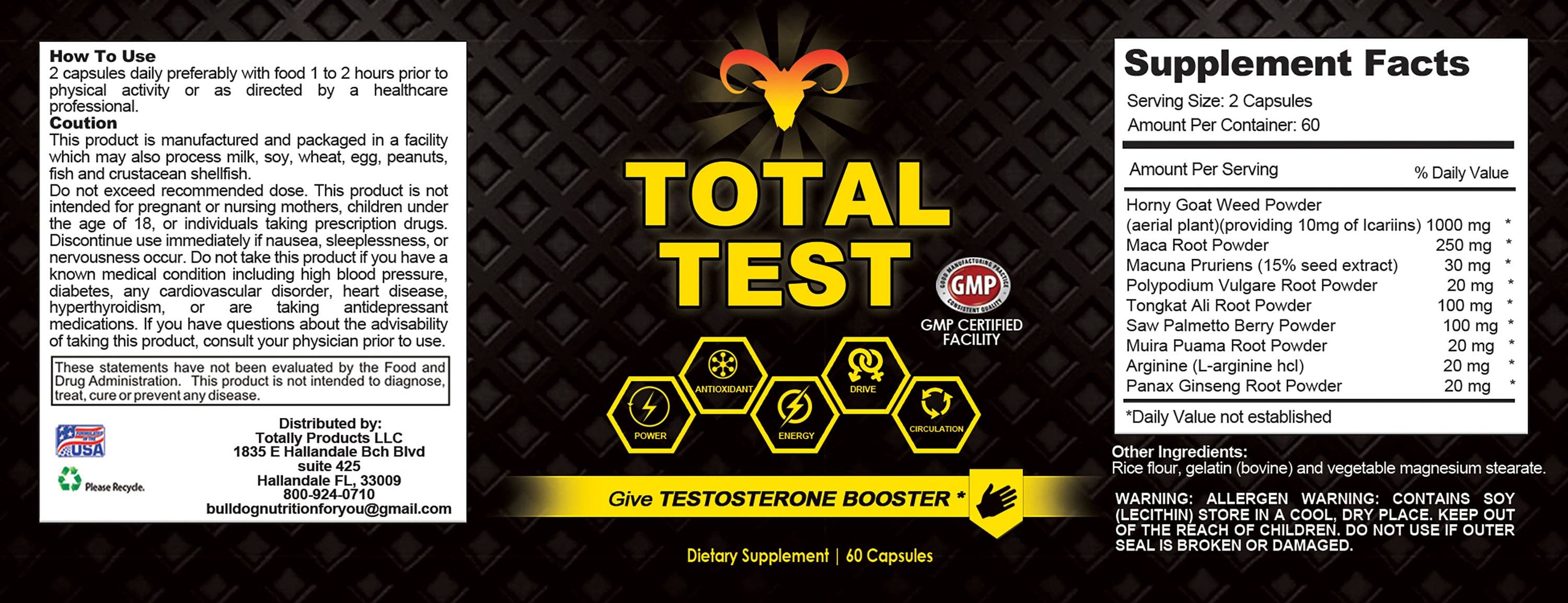 Totally Products – Suplemento/vitamina oral por atacado – Total Test Booster de Testosterona (60 cápsulas)2