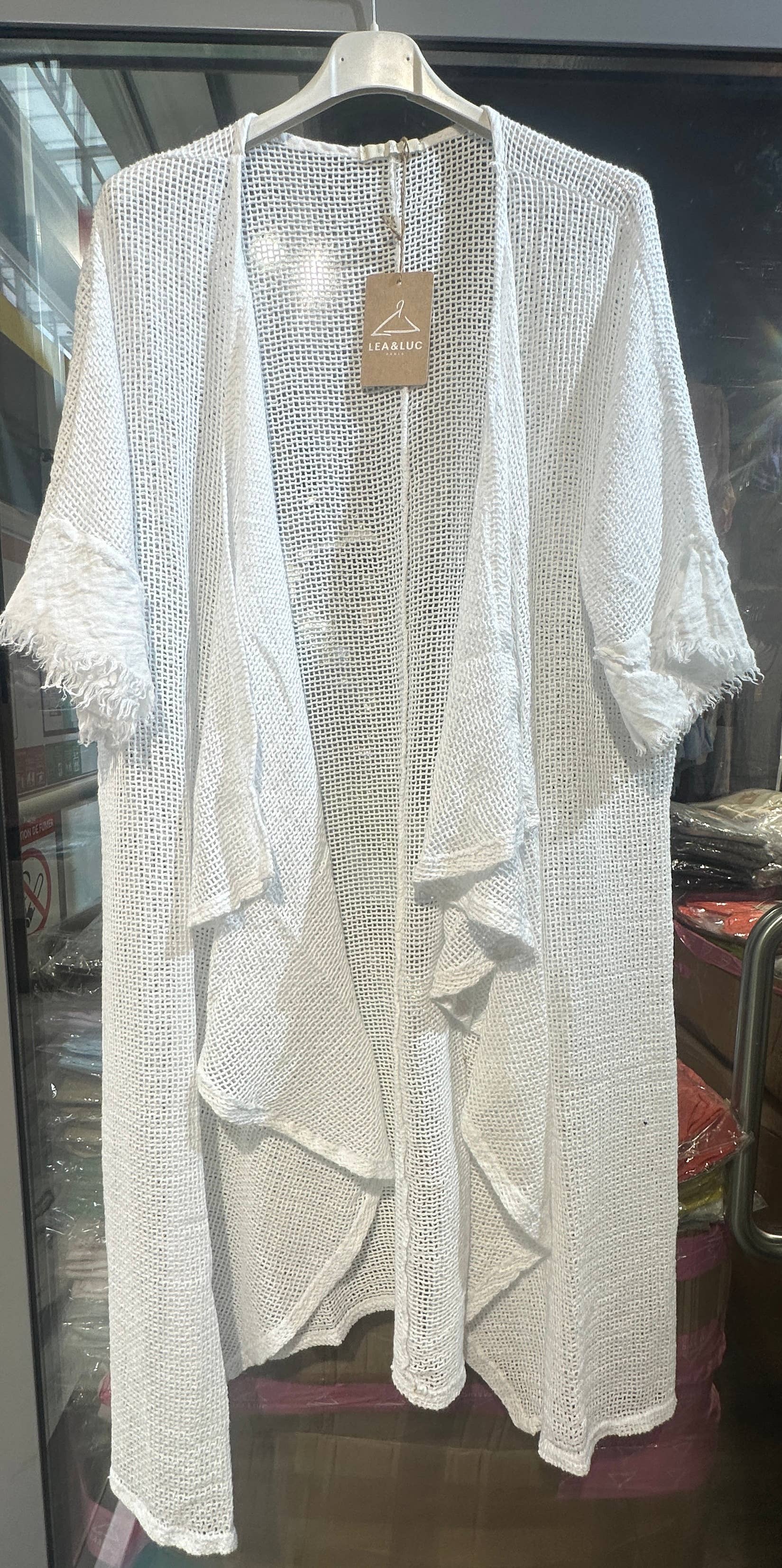 LÉA & LUC - Wholesale Vest - Dames - Opengewerkt vest van 100% katoen met 100% linnen mouwen REF. 6086521