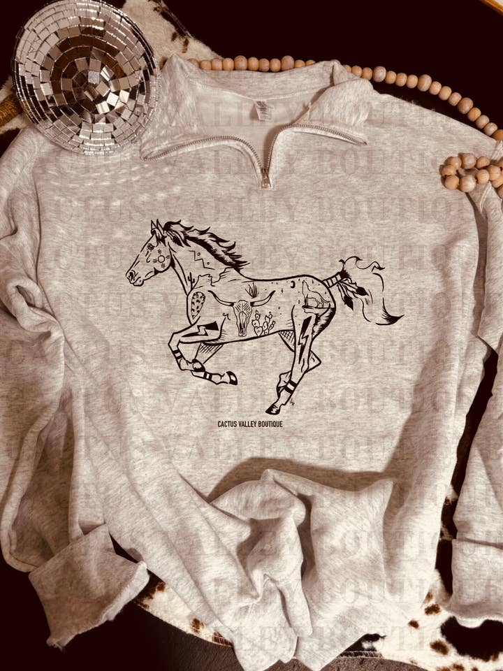 Native Horse - 1/4 Zip for wholesale by Cactus Valley Boutique