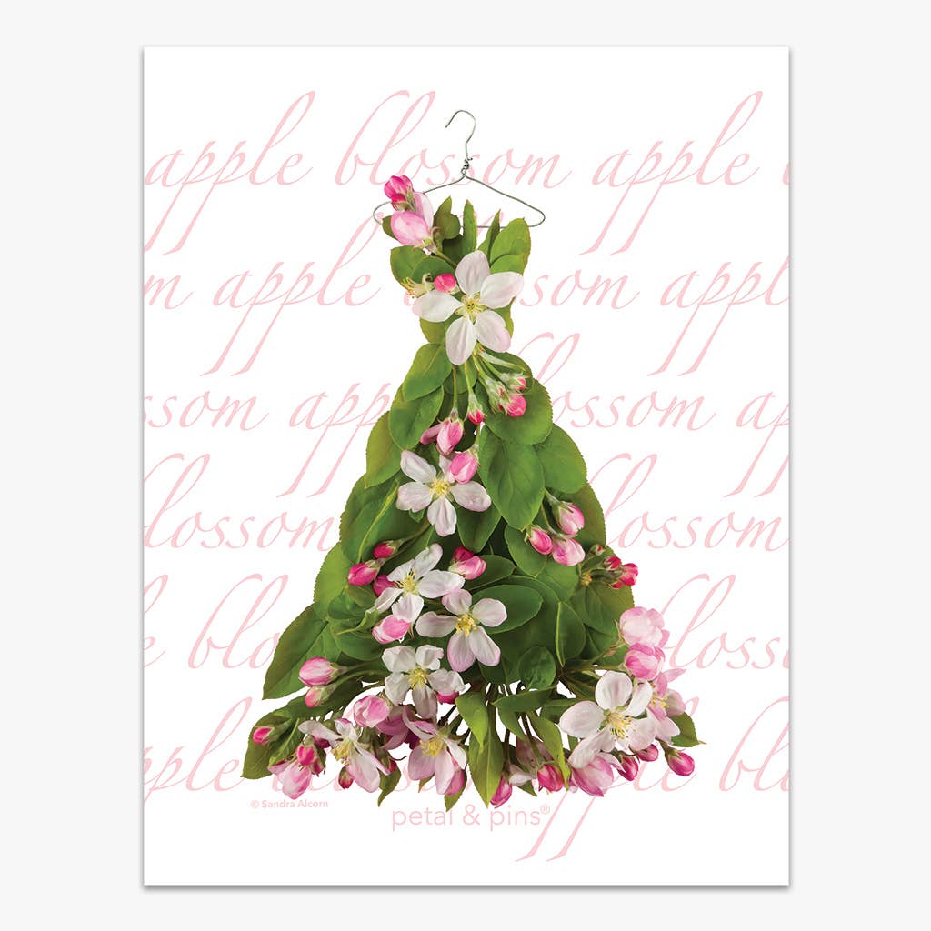 petal & pins - Wholesale Tea Towel - Floral Pure Linen Tea Towel - Apple Blossom Design1