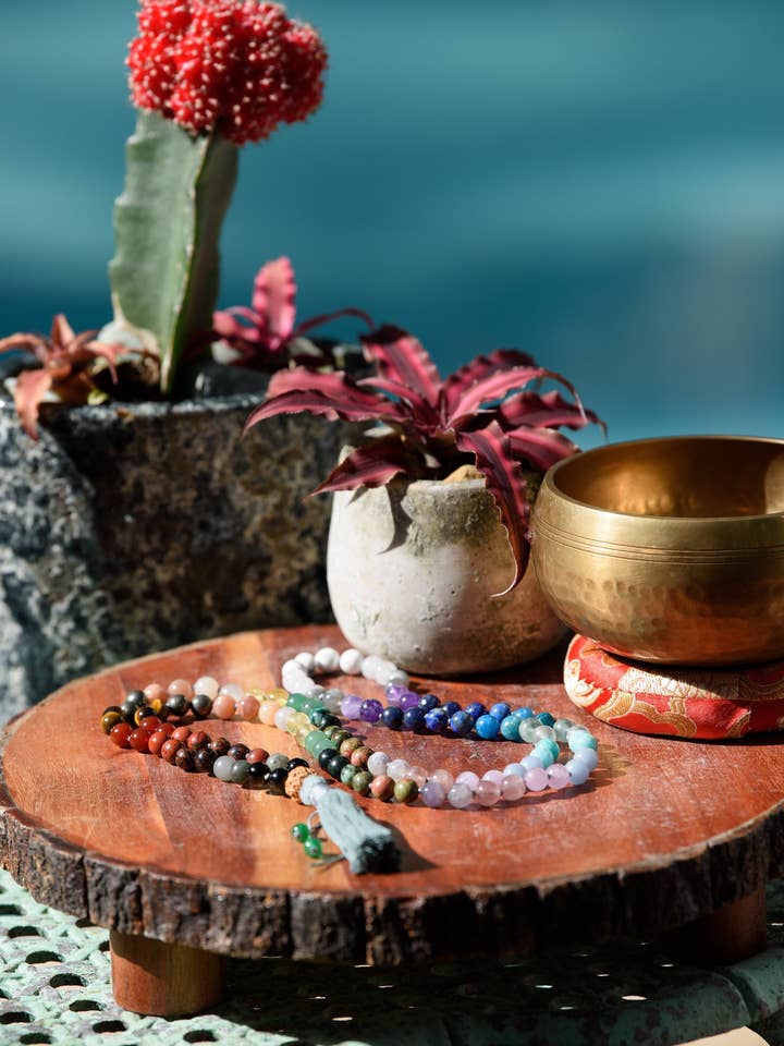 Chakra Mala Beads, 108 Mala Necklace, Buddhist Prayer Bead for wholesale by Samadhi Mala Beads