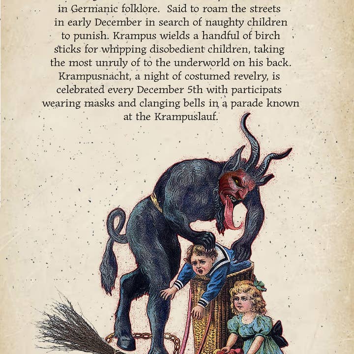 Alphie and Ollie - Vente Torchons - Torchon à vaisselle Krampus Christmas 100 % coton, 18 x 24 pouces0