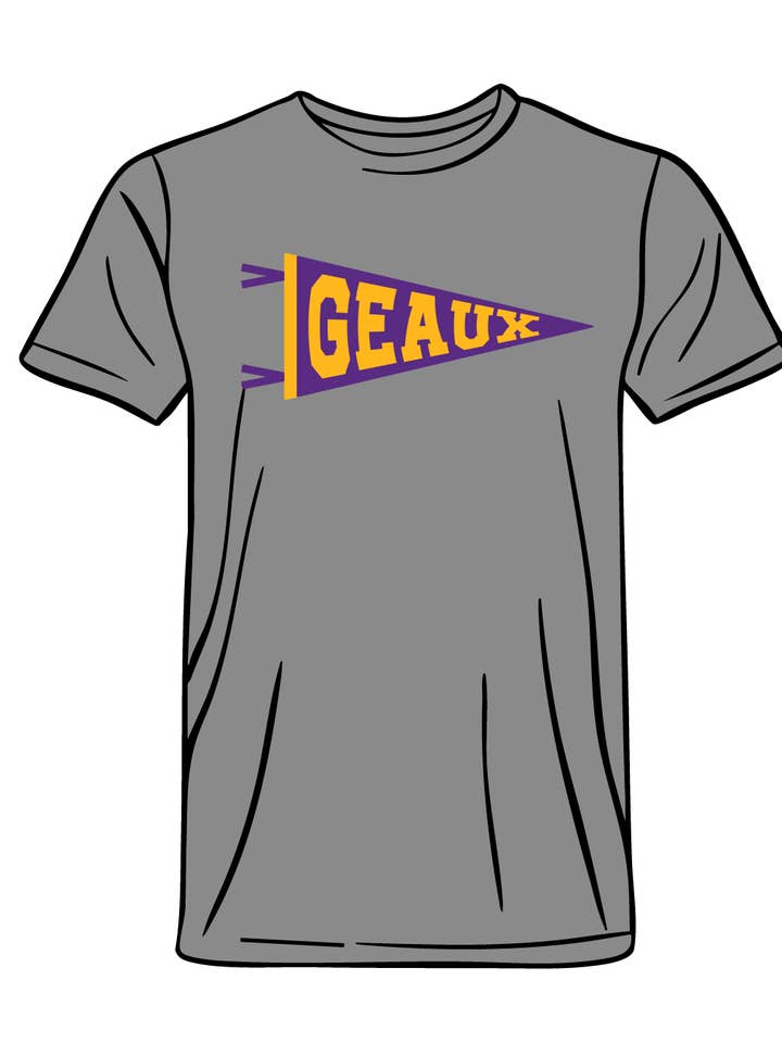Heather Grey Geaux Pennant T-Shirt for wholesale on Faire0