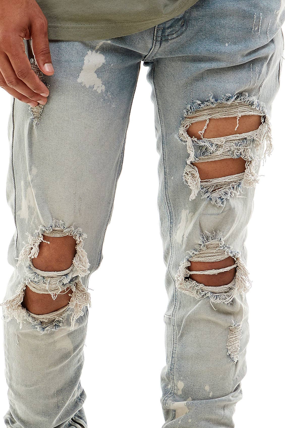 KDNK - Wholesale Jeans - Men's - BLEACHED ANKLE ZIP JEANS3