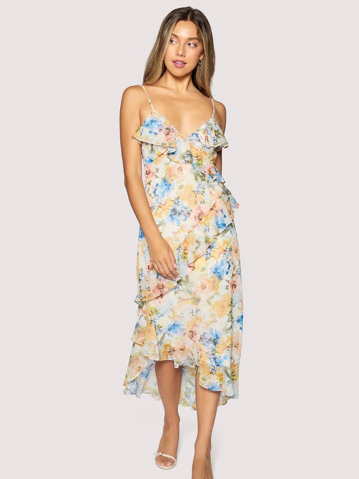 Garten-Nachglühen Maxi-Kleid - Chiffon Romantisch für den Großhandel von Lost + Wander