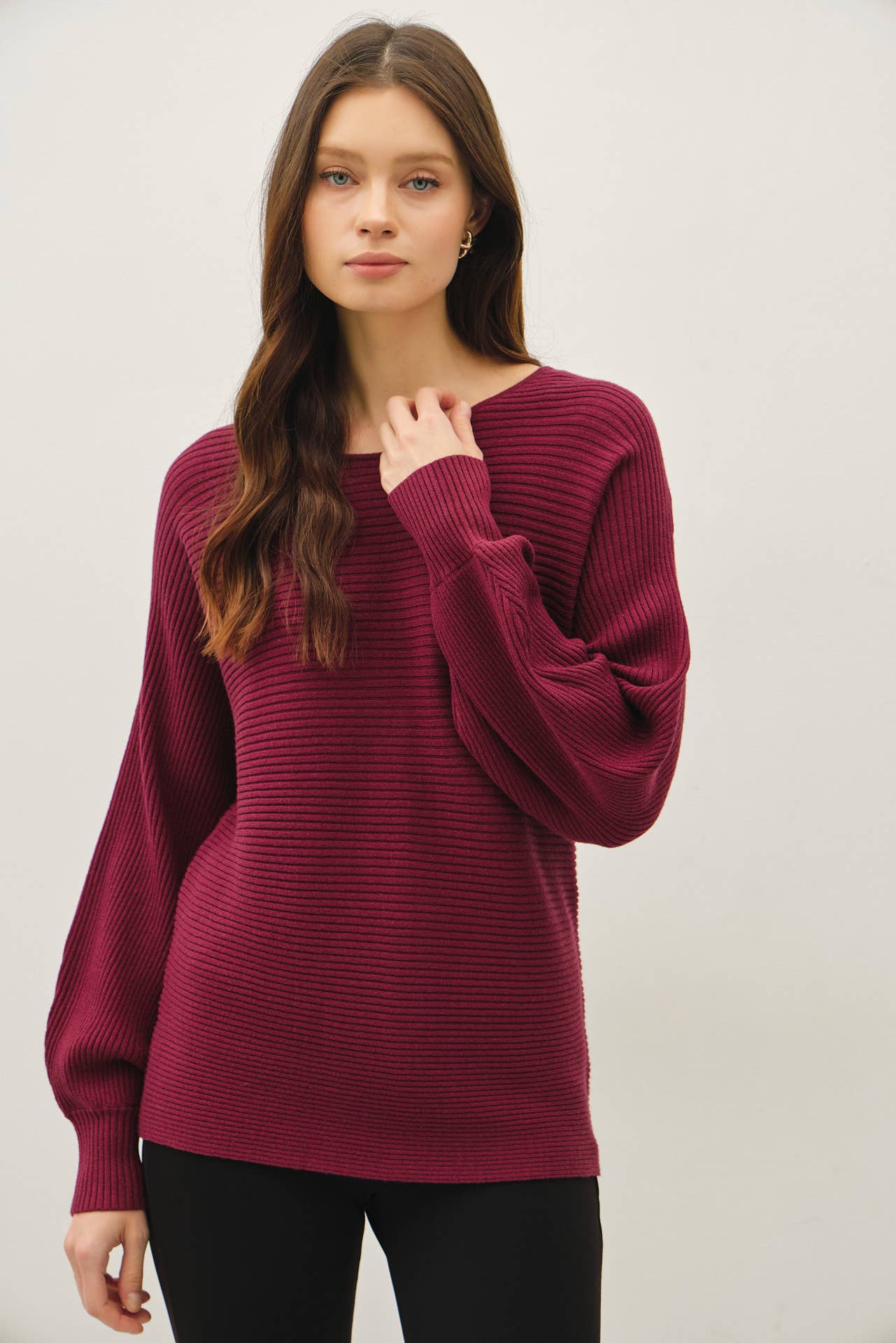 Be Cool - Wholesale Knit Sweater - Women's - HORIZONTAL RIBBED LONG SWEATER19