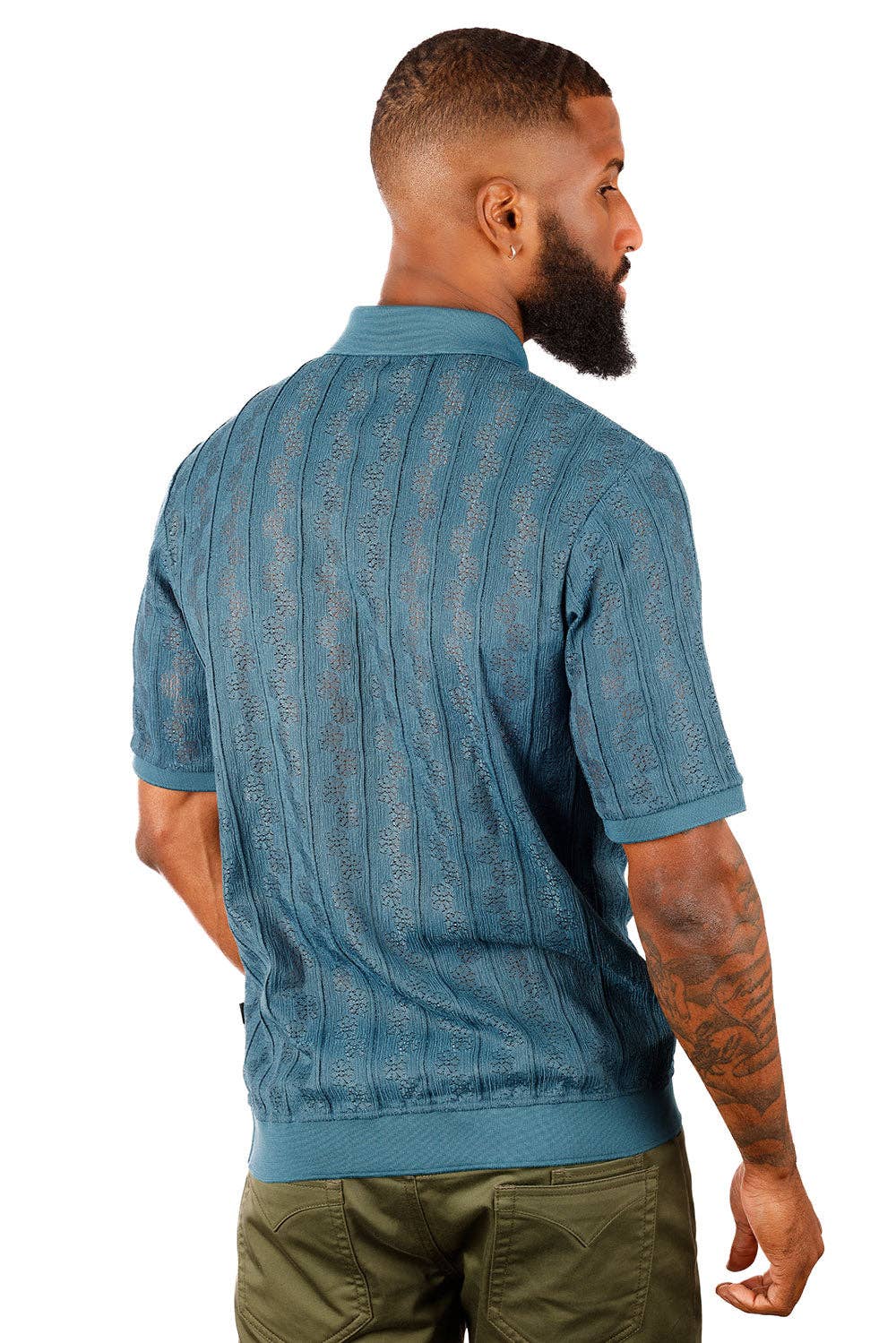 BARABAS - Venta al por mayor Polo - Hombre - Camisas tipo polo de manga corta con diseño floral de crochet para hombre 3P189