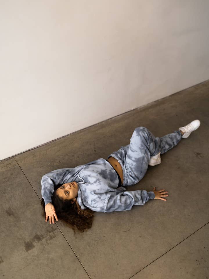 Pantalones deportivos azul marino con efecto tie dye para venta al por mayor de exbapparel