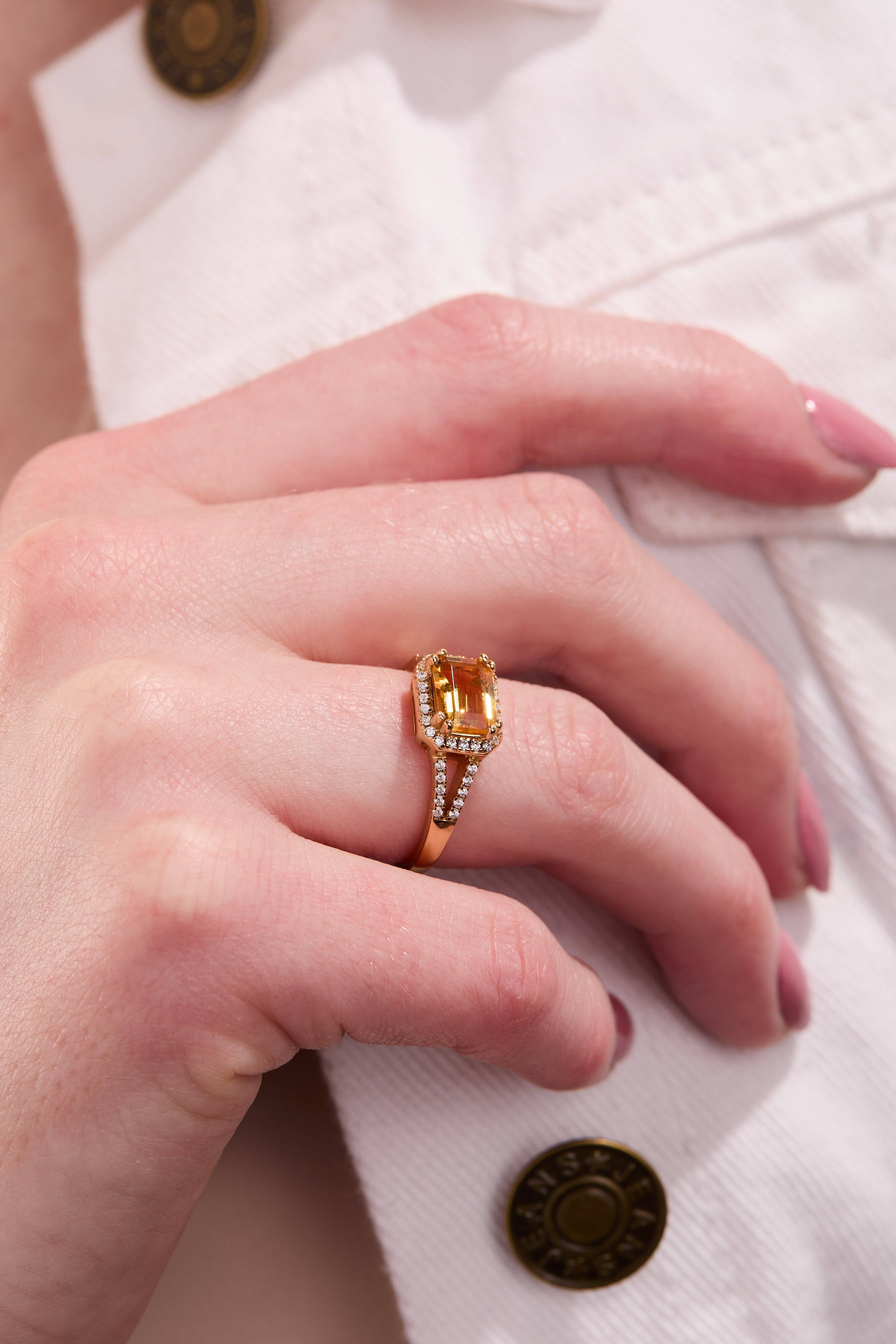 Gratinsta – wholesale Ring med flera stenar – Födelsesten Citrin Guld Ring -Helgdagspresent, Trendigt Smycke1