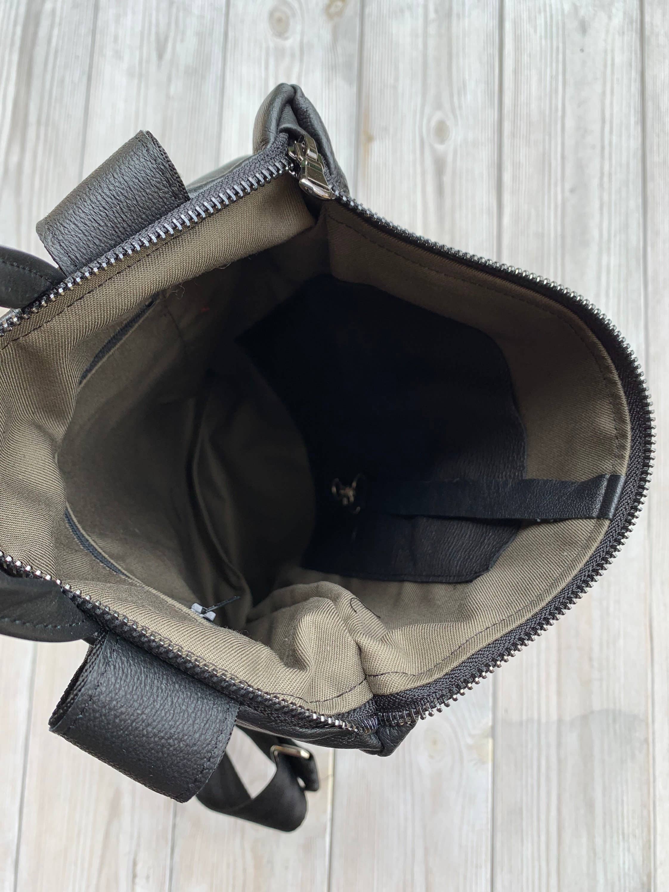 LeaF – wholesale Ryggsäck - Dam – Svart läderryggsäck tillverkad av återanvänt läder3