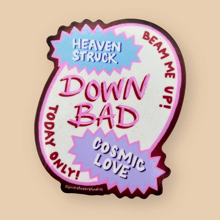 Down Bad Sticker for wholesale by Olivia Stober Studios