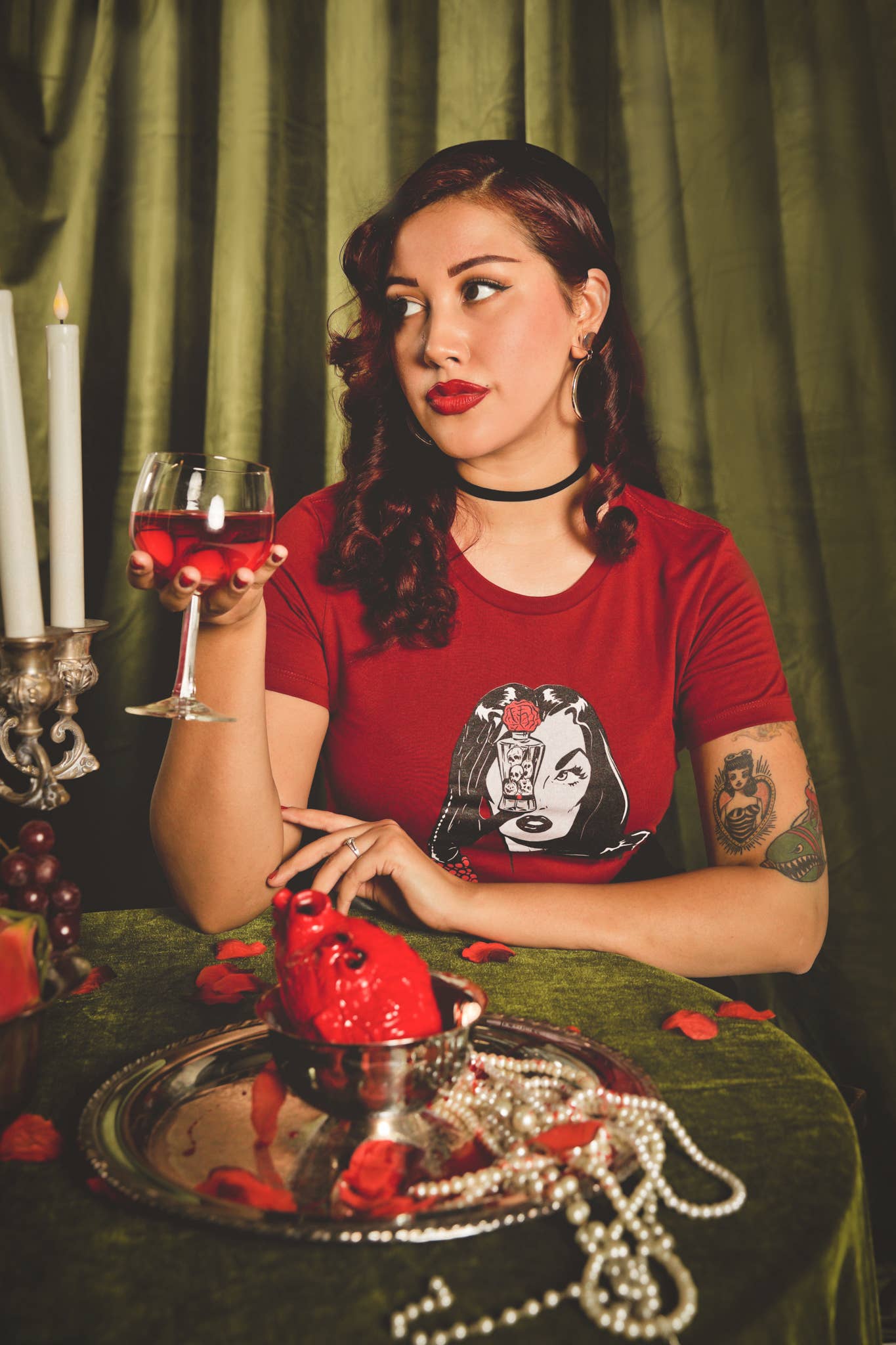 Mischief Made - Wholesale Shirt - Women's - Dark Temptation Fitted Tee in Cardinal0