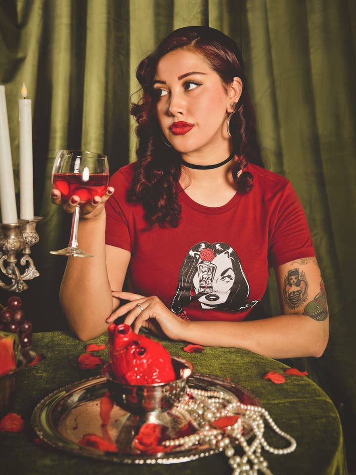 Mischief Made - Wholesale Shirt - Women's - Dark Temptation Fitted Tee in Cardinal