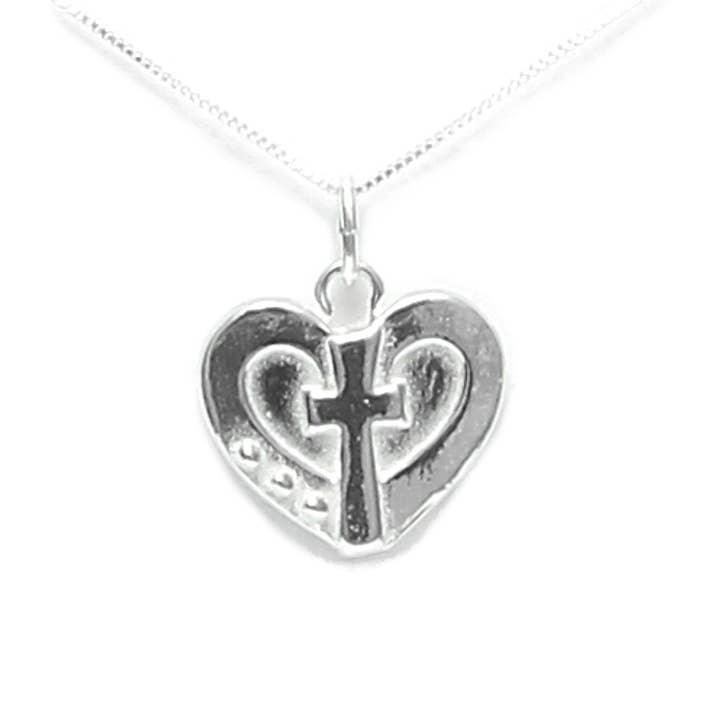 Truly Loved Cross and Heart Necklace Sterling Silver for wholesale by Lucina K.