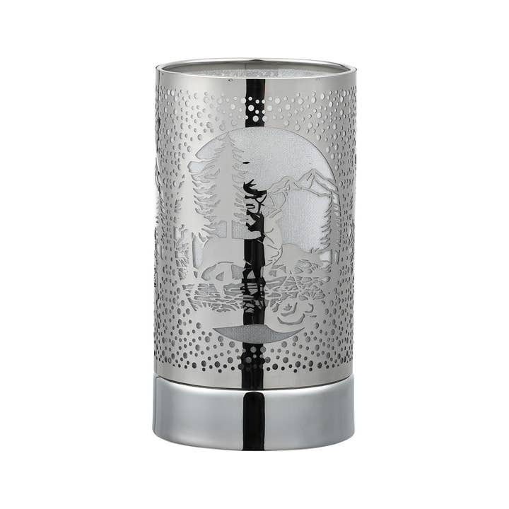 Peterson Housewares & Artwares - Wholesale Wax Warmer - 7" Touch lamp/Oil burner/Wax warmer- Silver Deer Couple