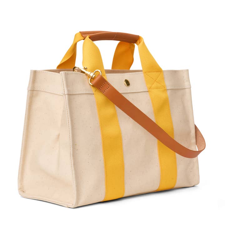Boulevard - Wholesale Tote Bag - Women's - "Kylie" Yellow Nylon Tote with Leather Accents1