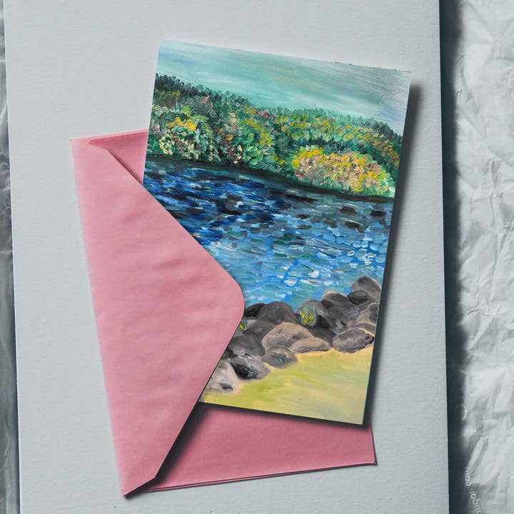 Carte de vœux nature, design de peinture à l'huile de rochers et de sable pour la vente par Deking Art