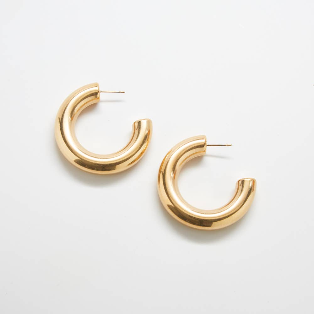 Admiral Row Jewelry – wholesale Hoop-örhängen – Guld Mellanstora Chunky Hoop Örhängen - Statement Smycken