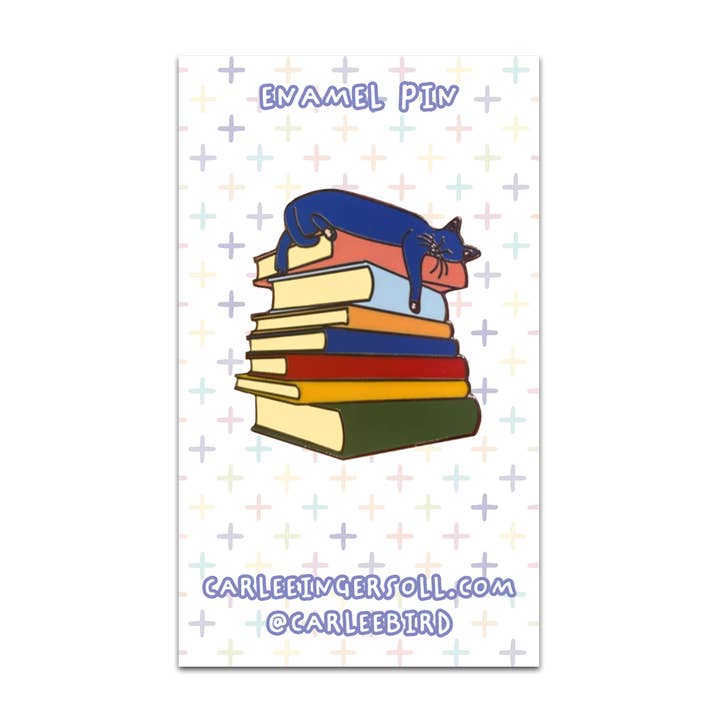 Alfiler esmaltado Well Read Cat para venta al por mayor de Carlee Ingersoll