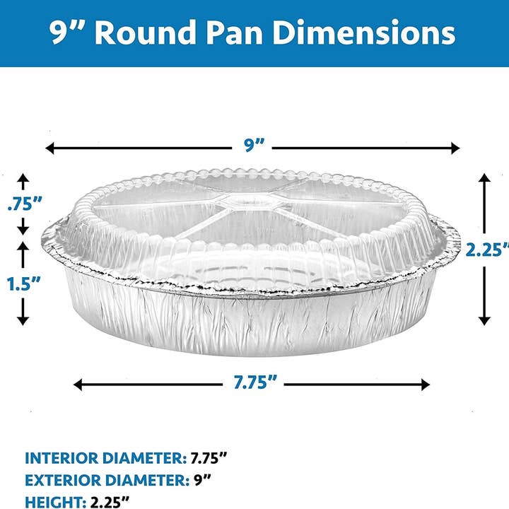 singleware - Vendita all'ingrosso Pirofile - Teglie rotonde NYHI in alluminio da 9 pollici | Padelle usa e getta in lamina di latta con coperchi in plastica trasparente | Contenitore per alimenti resistente, adatto per congelatore e forno | confezione da 305